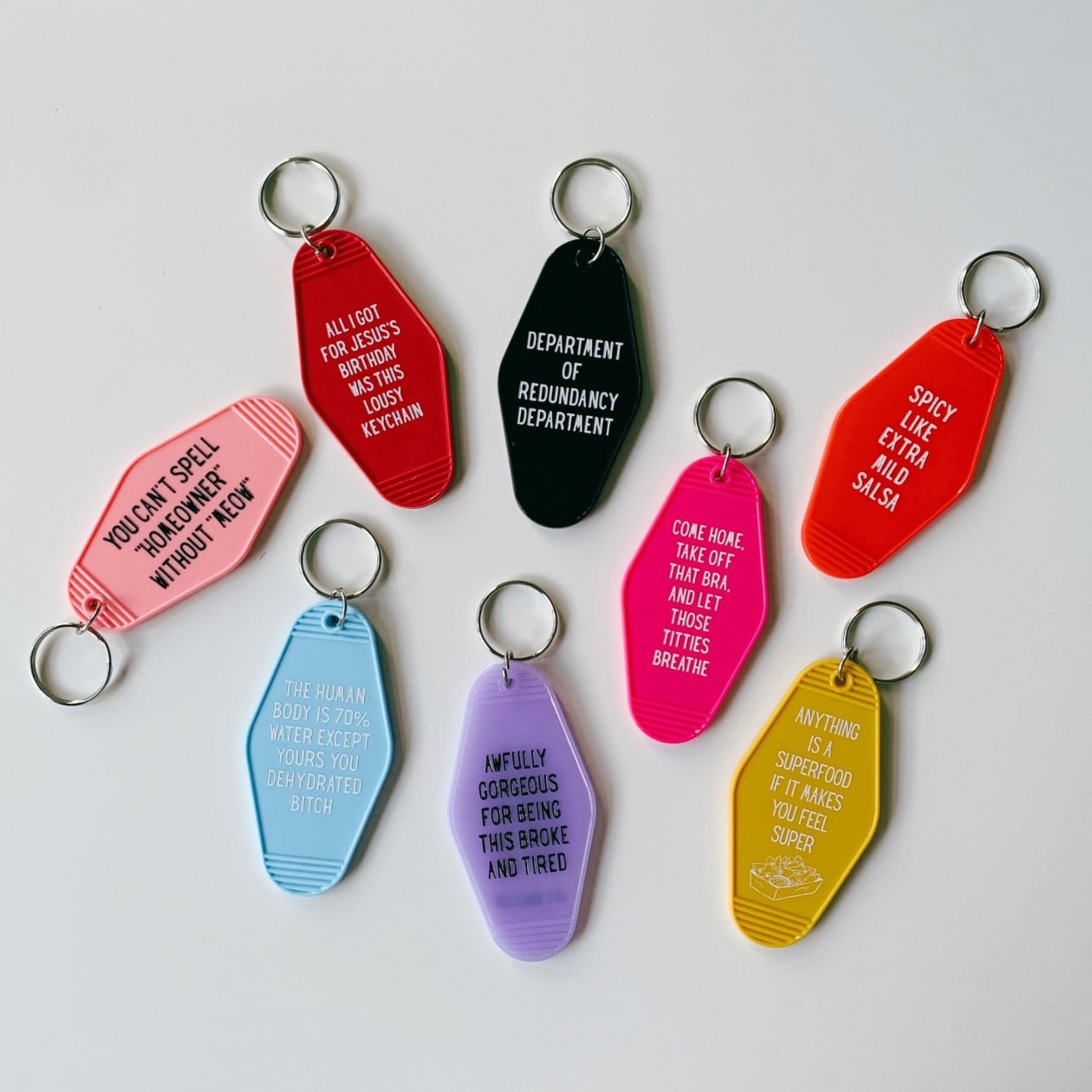 Anything is a Superfood If It Makes You Feel Super Motel Style Keychain in Queso Gold