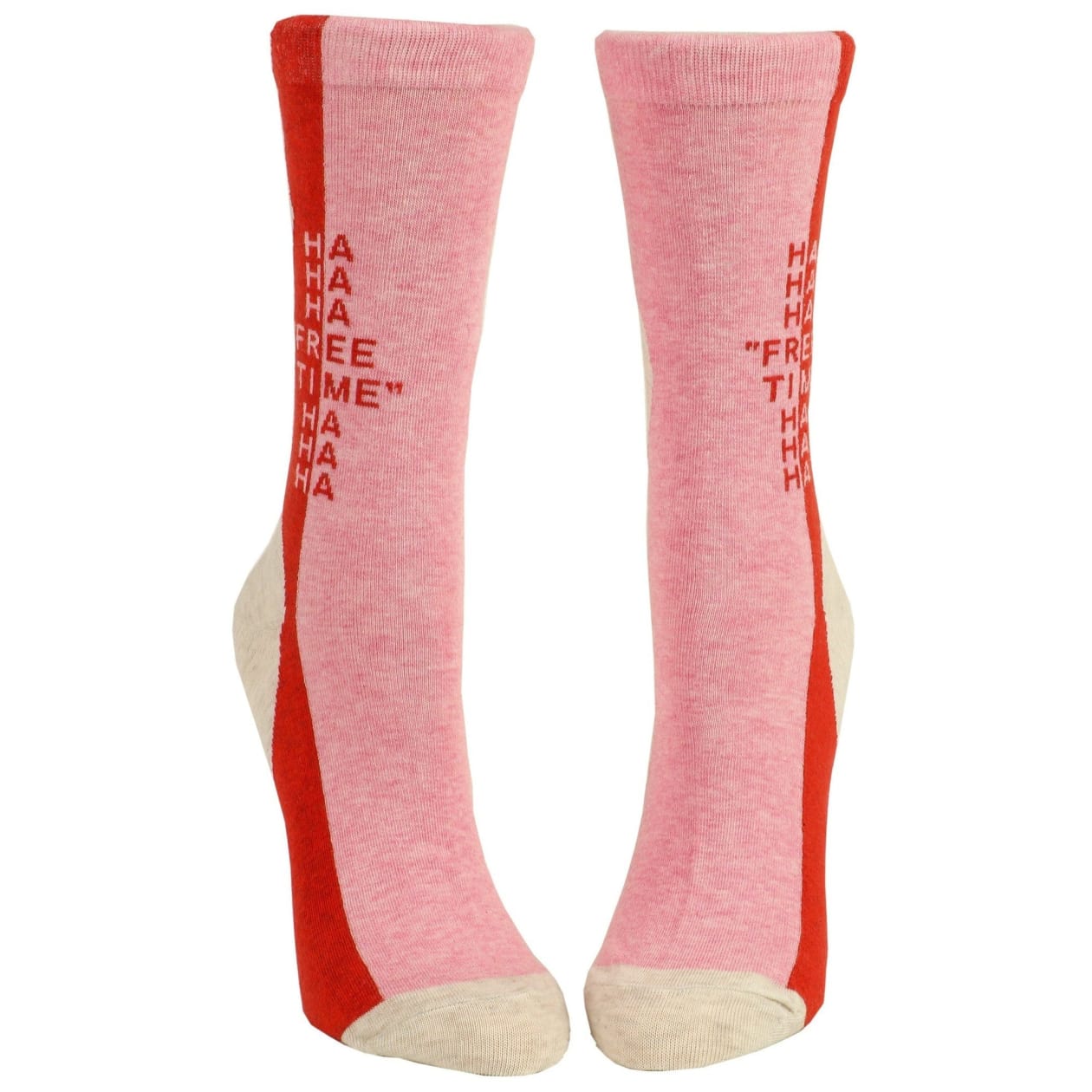 Free Time Ha Ha Ha Women's Crew Novelty Socks in Red and Pink | BlueQ at GetBullish