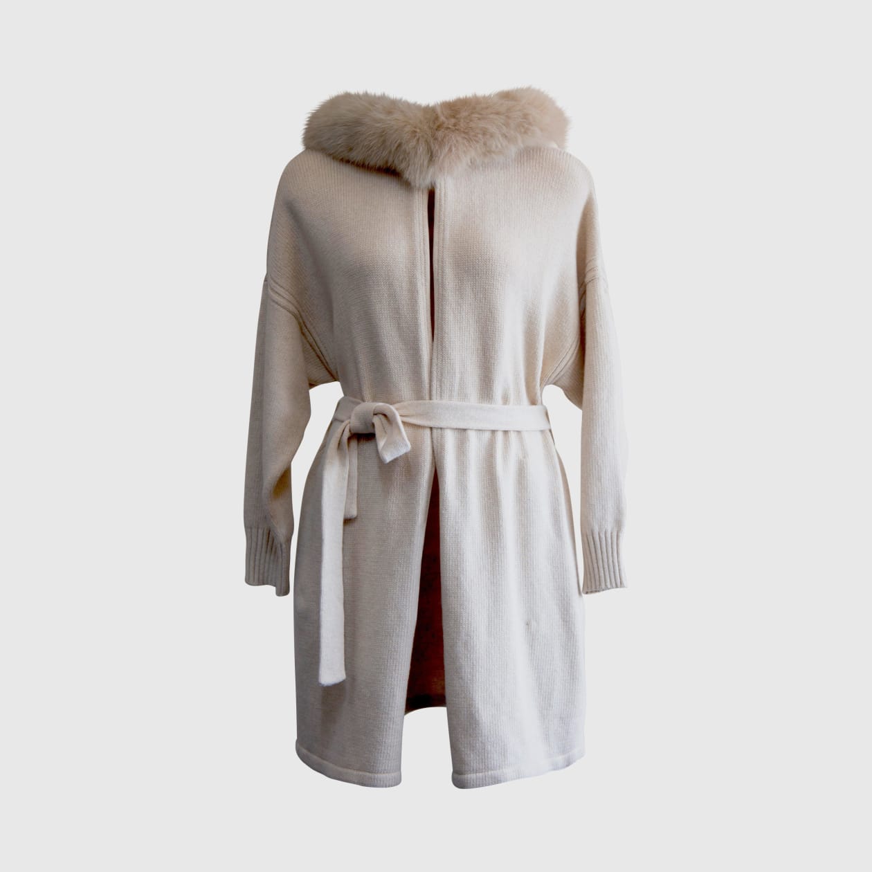 Cashmere Wrap Cardigan with Fox Fur