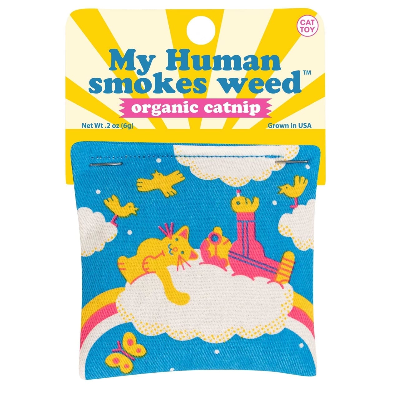 My Human Smokes Weed Catnip Cat Toy | Premium Organic Catnip in Illustrated Cotton Pouch | BlueQ at GetBullish