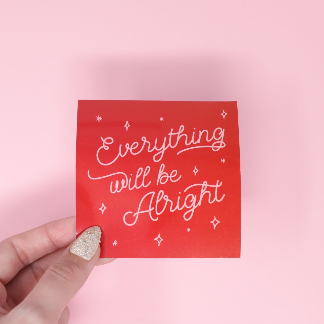 Everything Will Be Alright Vinyl Sticker in Red | 3.5"