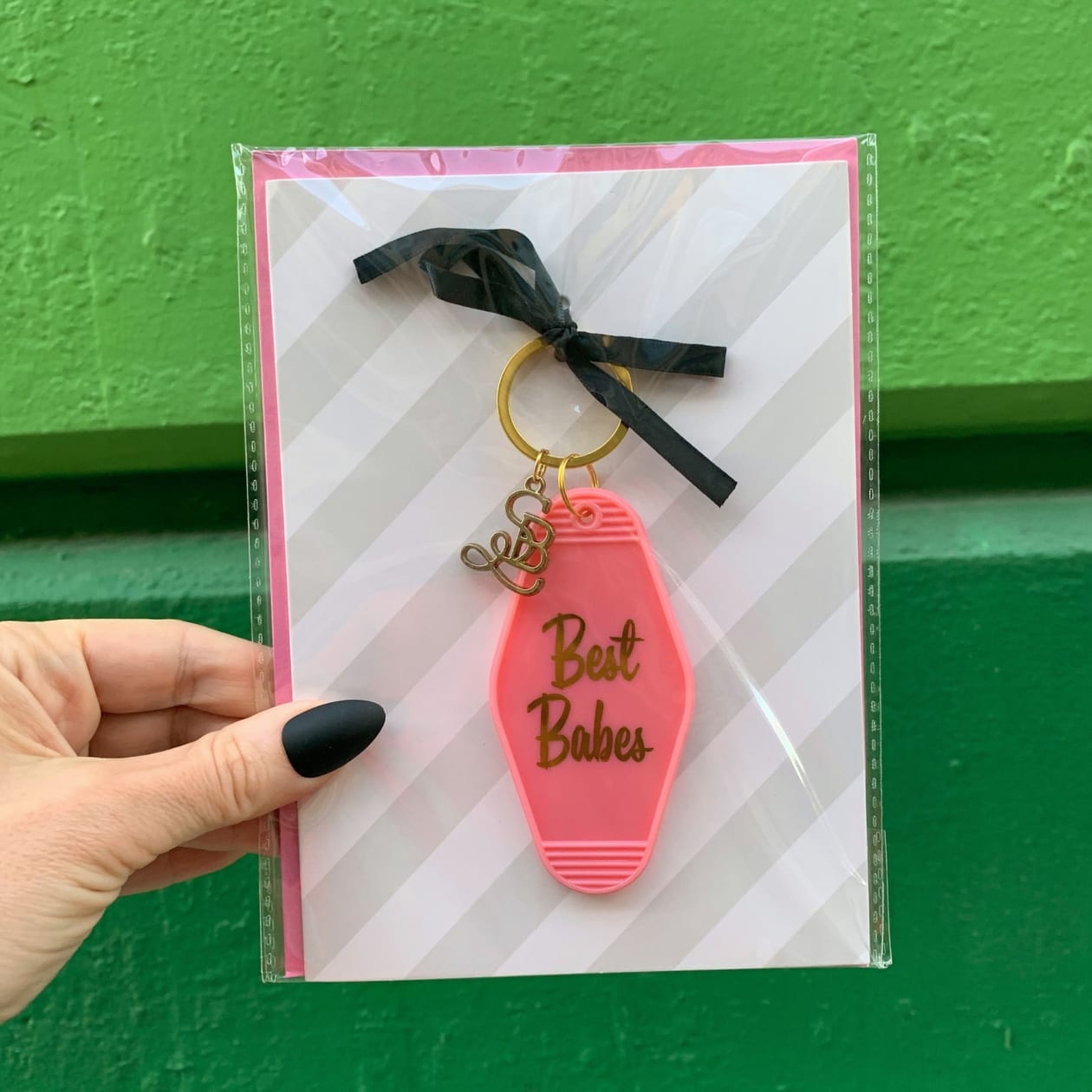 Best Babes Motel Style Keychain with Birthday Greeting Card | Gift for Her