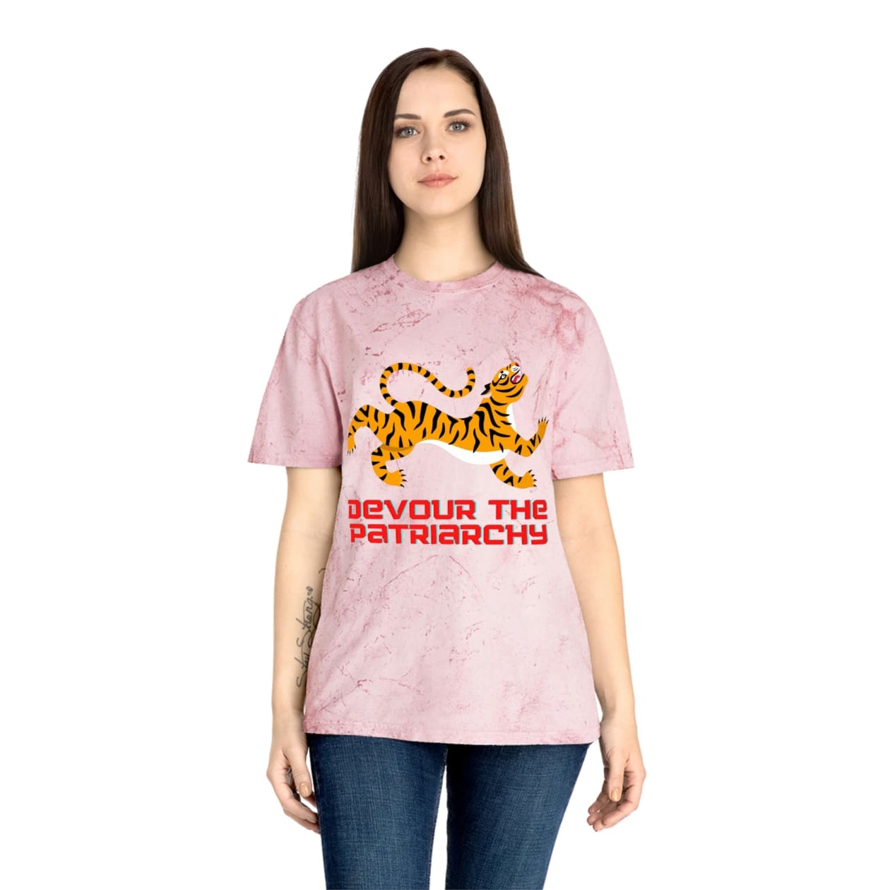 Devour the Patriarchy Feminist Tiger Unisex Color Blast T-Shirt