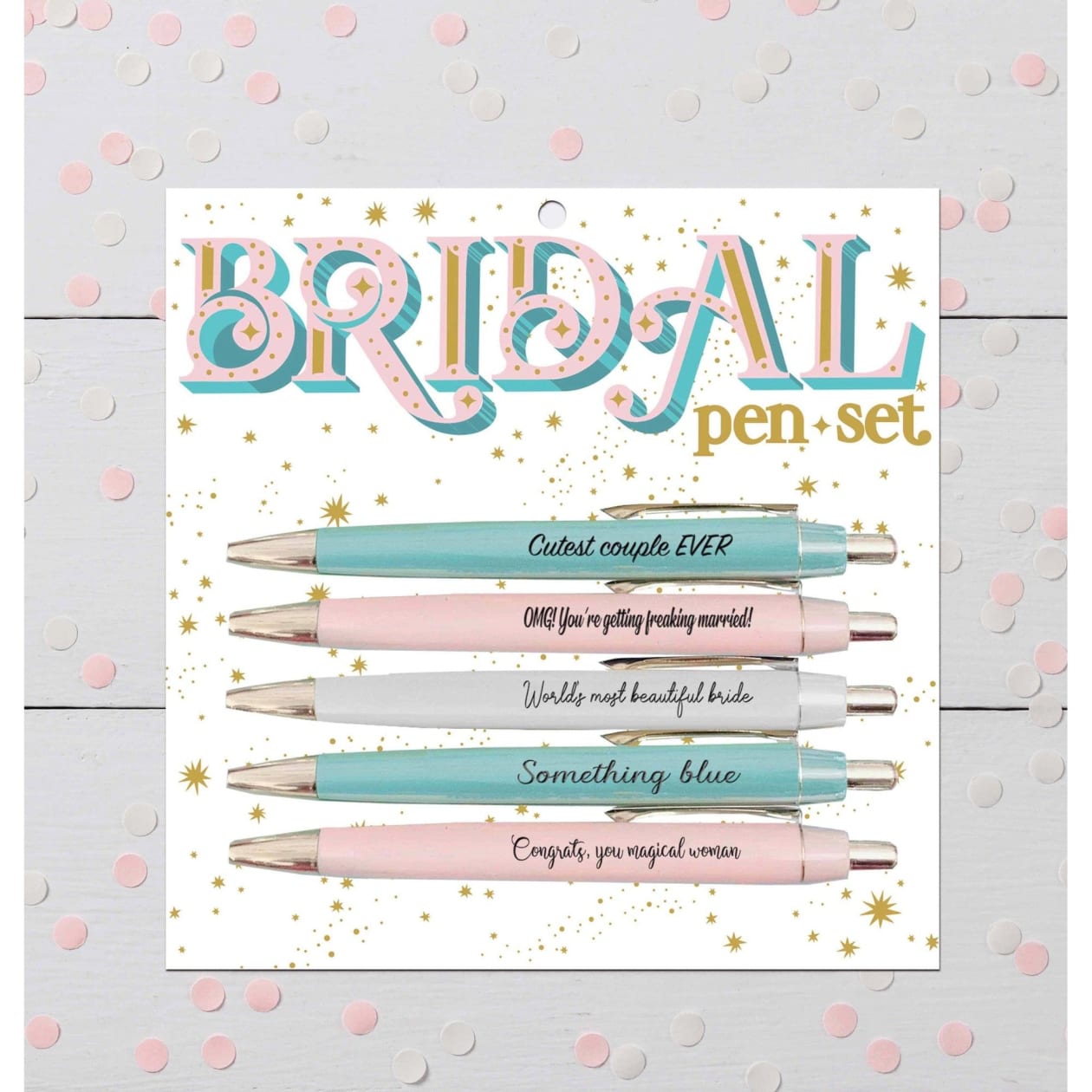 Fun Club Bridal Ballpoint Pen Set | et of 5 Gift Pens | World's Most Beautiful Bride, Something Blue, Etc.