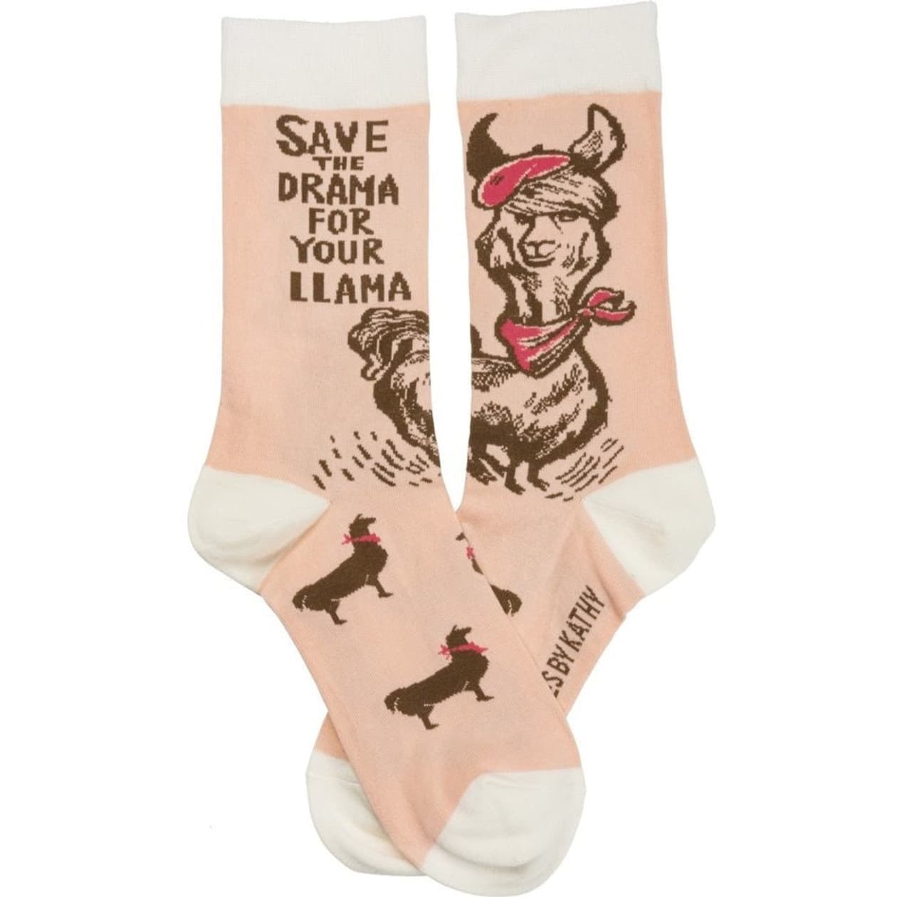 Save The Drama For Your Llama Pink Funny Novelty Socks with Cool Design, Bold/Crazy/Unique/Quirky Dress Socks