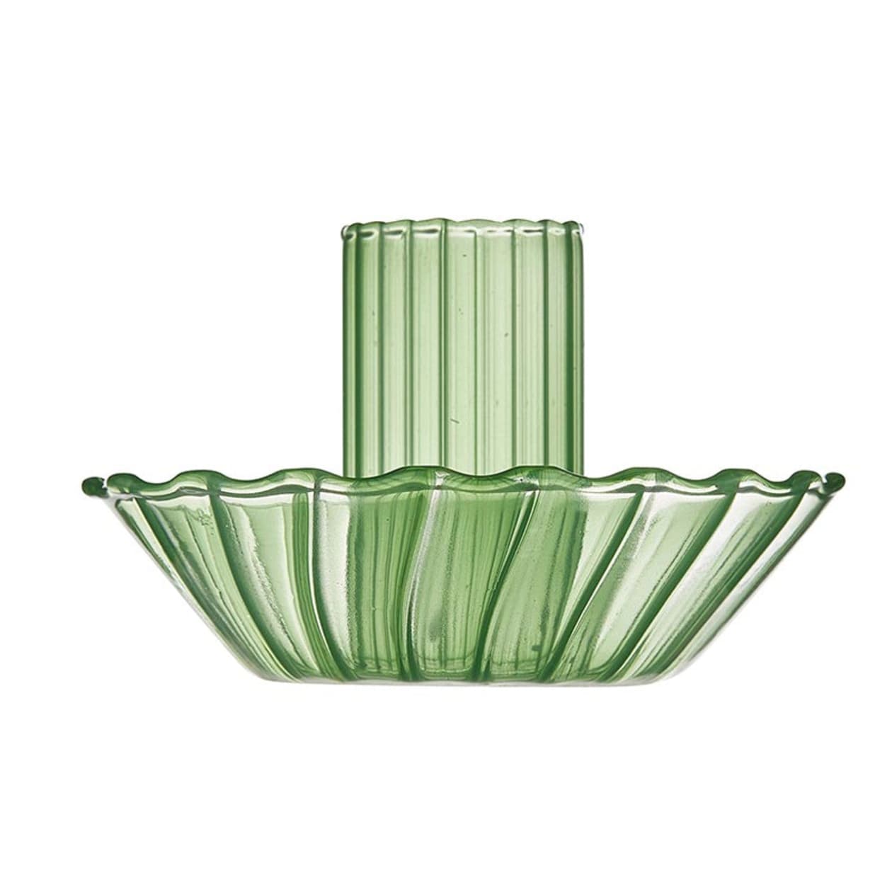 Glass Candle Holder in Green | Aesthetic Tinted Glass Candle Sticks Decorative Candle Holder | 3.5"