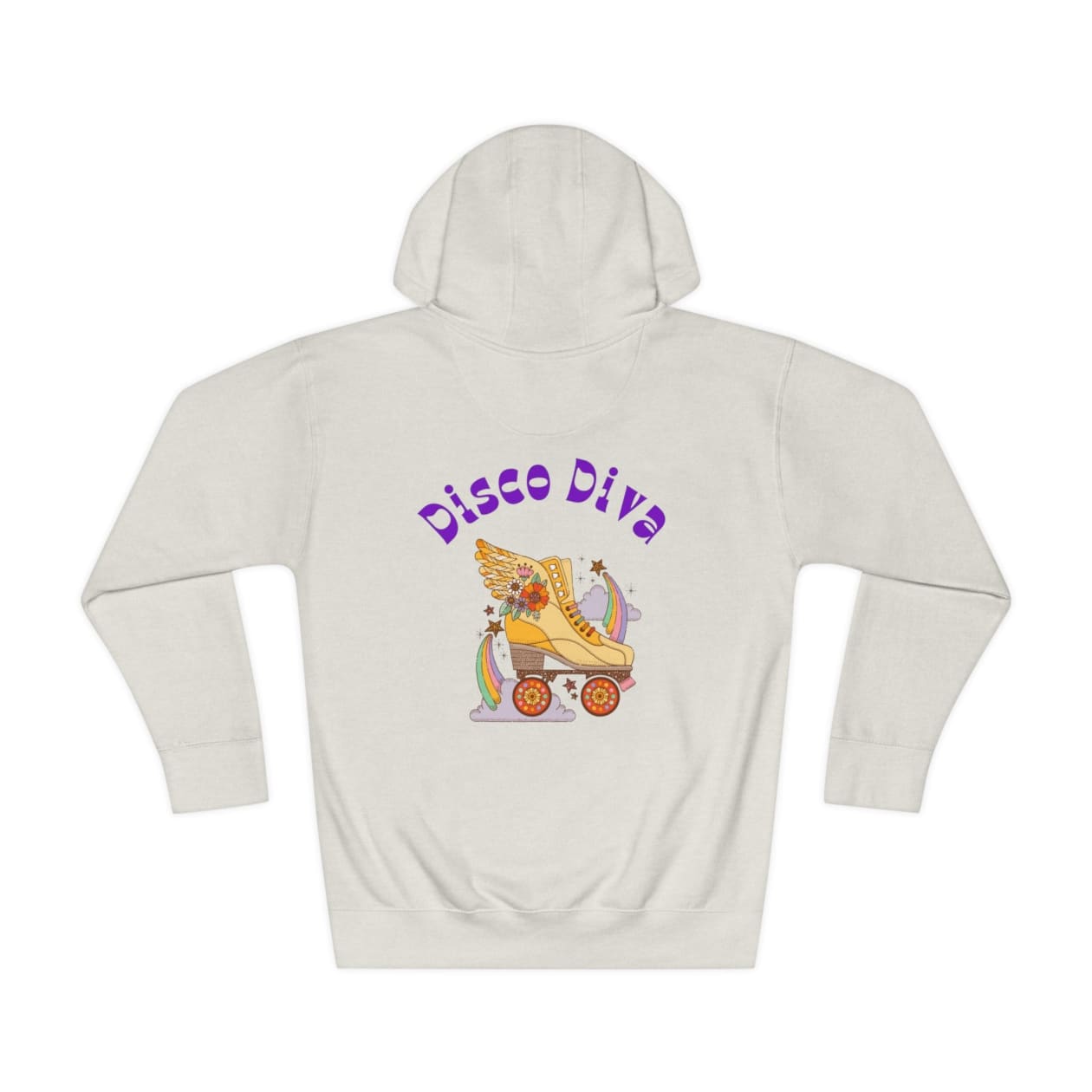 Disco Diva Roller Skate Unisex Fleece Hoodie Sizes S-3X - Color: Bone, Size: S