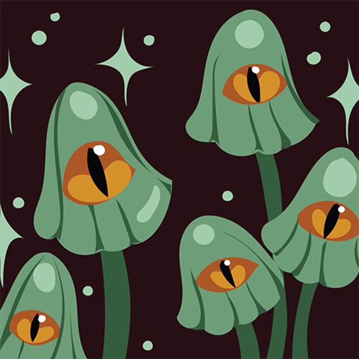 Mystic Mushrooms Crew Socks | Enchanted One-eyed Fungi Footwear