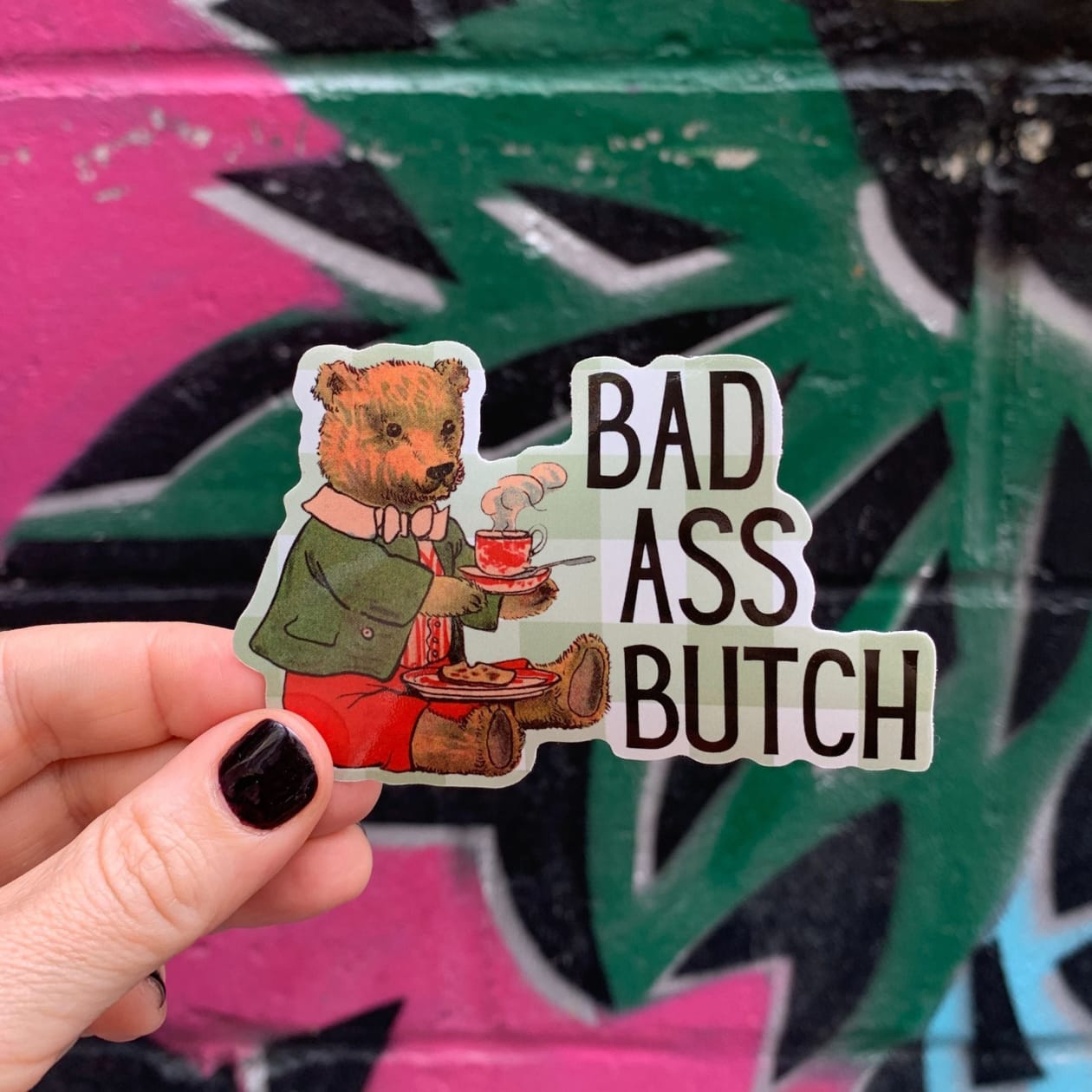 Bad Ass Butch Vinyl Sticker | Lesbian Teddy Bear