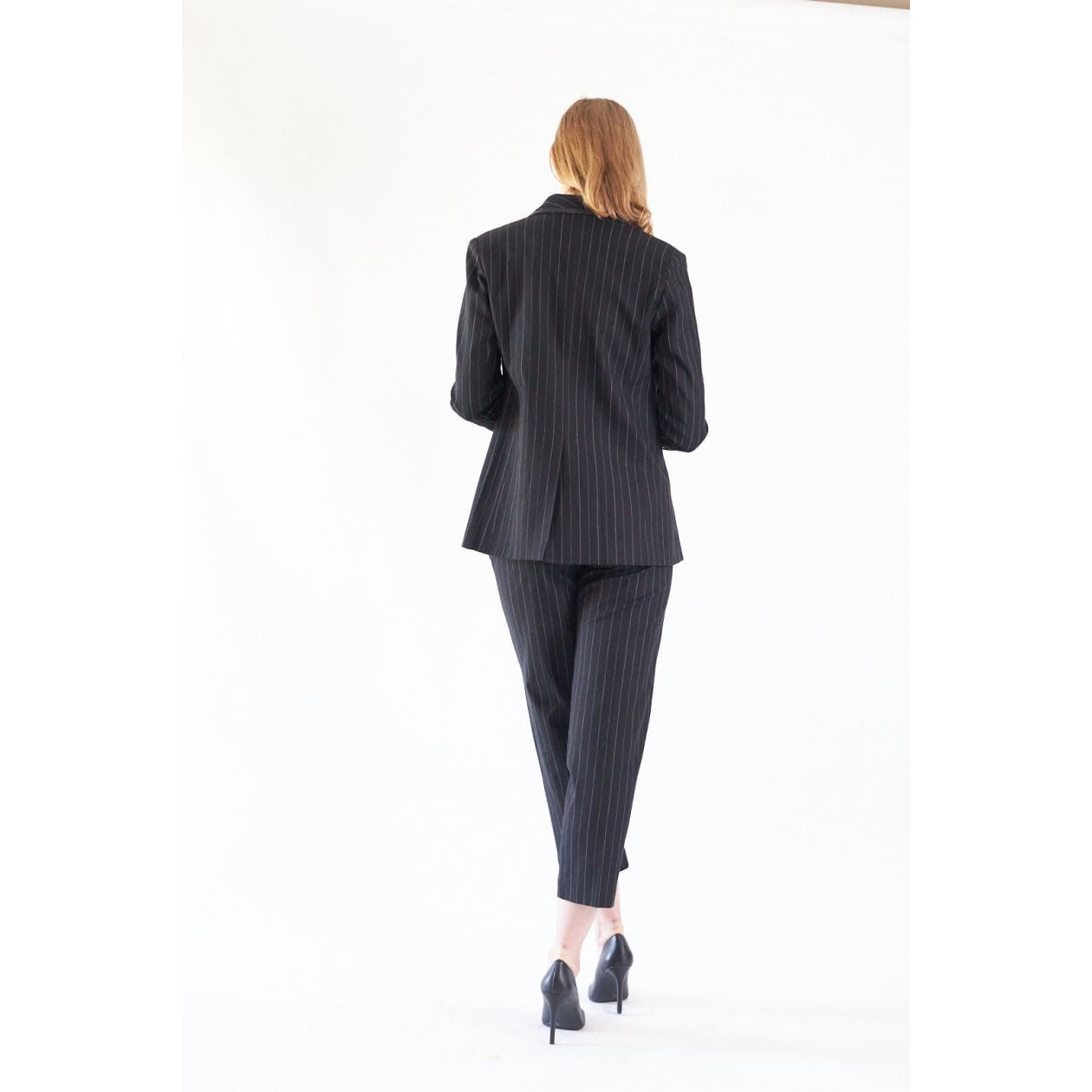 Black Pinstripes Oversize Blazer