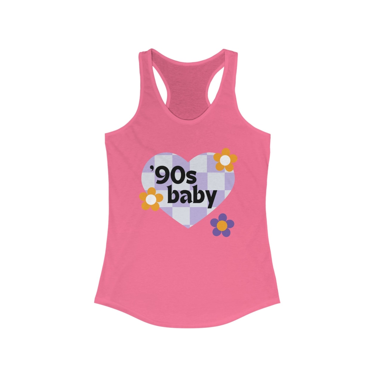 90's Baby Women's Ideal Racerback Tank - Color: Solid Hot Pink, Size: XS