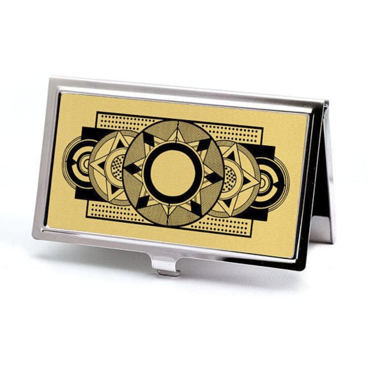 Handmade Gold Art Deco Business Card Holder | ID Card Wallet