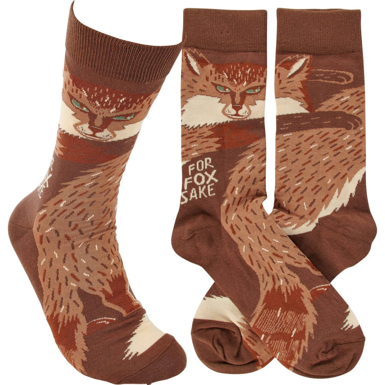 For Fox Sake Funny Socks in Brown | Unisex