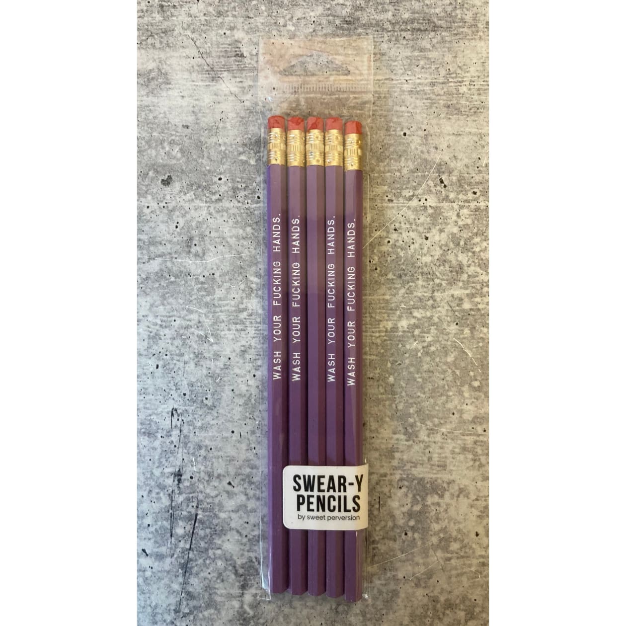 Wash Your Fucking Hands Pencil Set in Lilac | Set of 5 Funny Sweary Profanity Pencils
