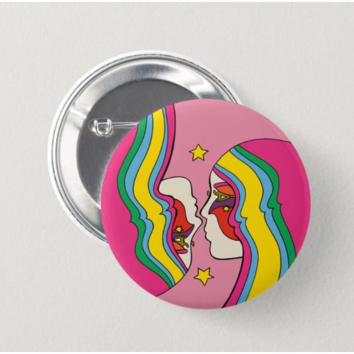 Cosmic Twins Groovy Pinback Button | 1.5" dia