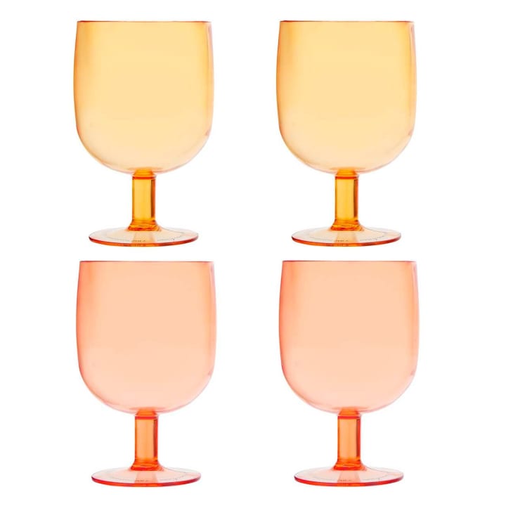 Stackable Stemmed Wine Glasses in Pink Orange | Acrylic | Set of 4