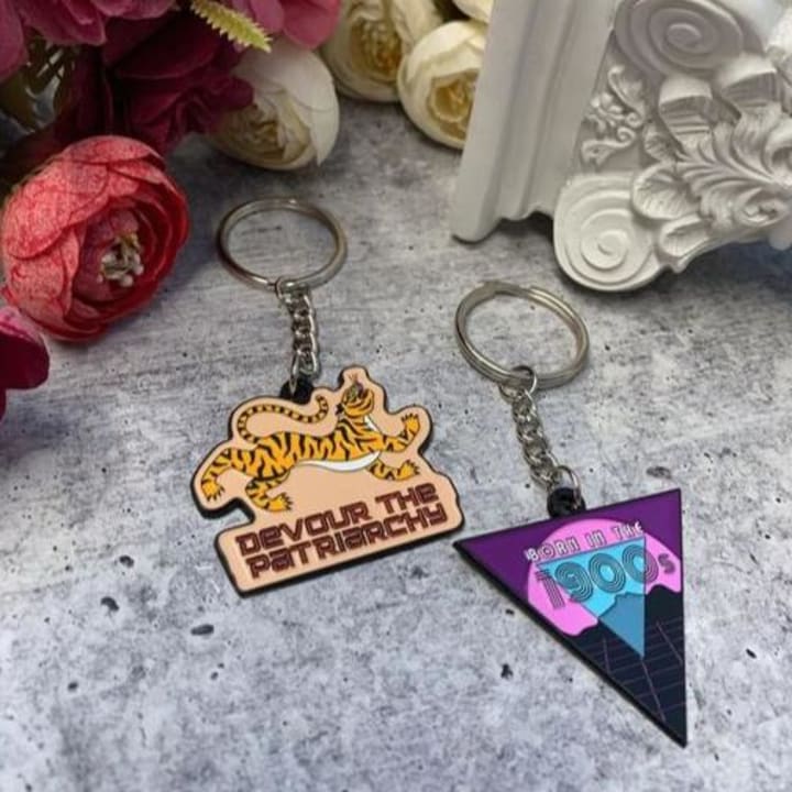 Devour the Patriarchy🩸 🐅 Feminist Enamel Keychain