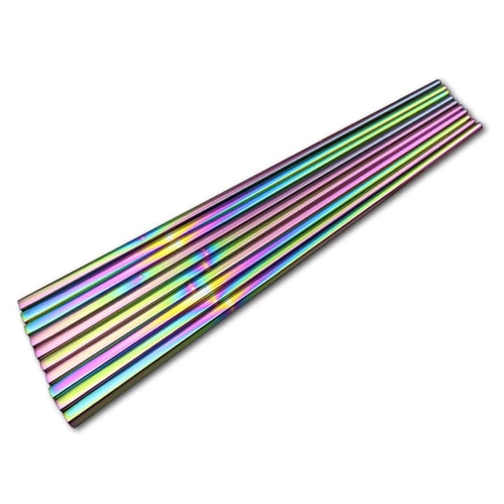 Set of 2 Pairs Holographic Rainbow Chopsticks in Stainless Steel