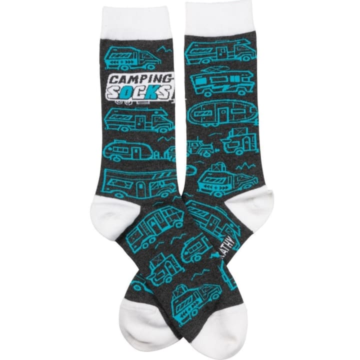 Camping Socks with in RV Black Teal Funny Novelty Socks