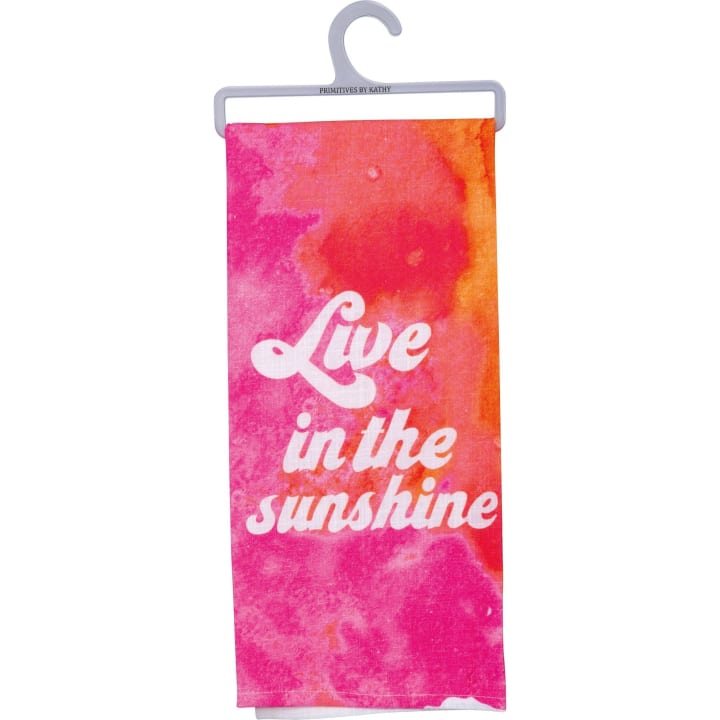 Live In The Sunshine Dish Cloth Towel | All-Over Dye Design | Retro-Inspired | 18" x 28"