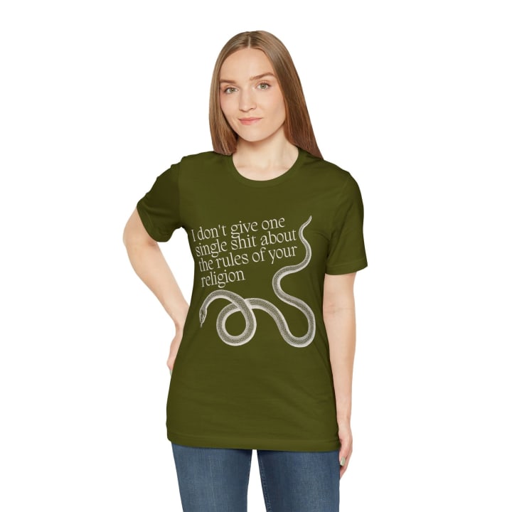 I Don't Give One Single Sh*t About the Rules of Your Religion Unisex Short Sleeve Tee [Multiple Color Options]