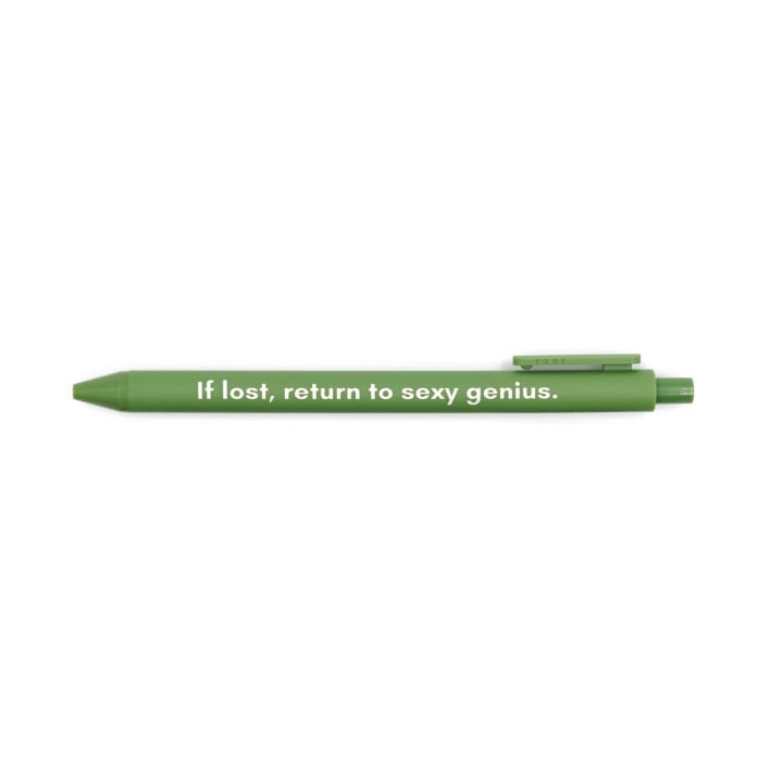 If Lost, Return To Sexy Genius Pen 🌹 | Gel Click Pen in Olive Green