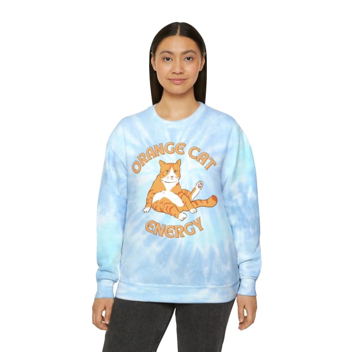 Orange Cat Energy Unisex Tie-Dye Sweatshirt