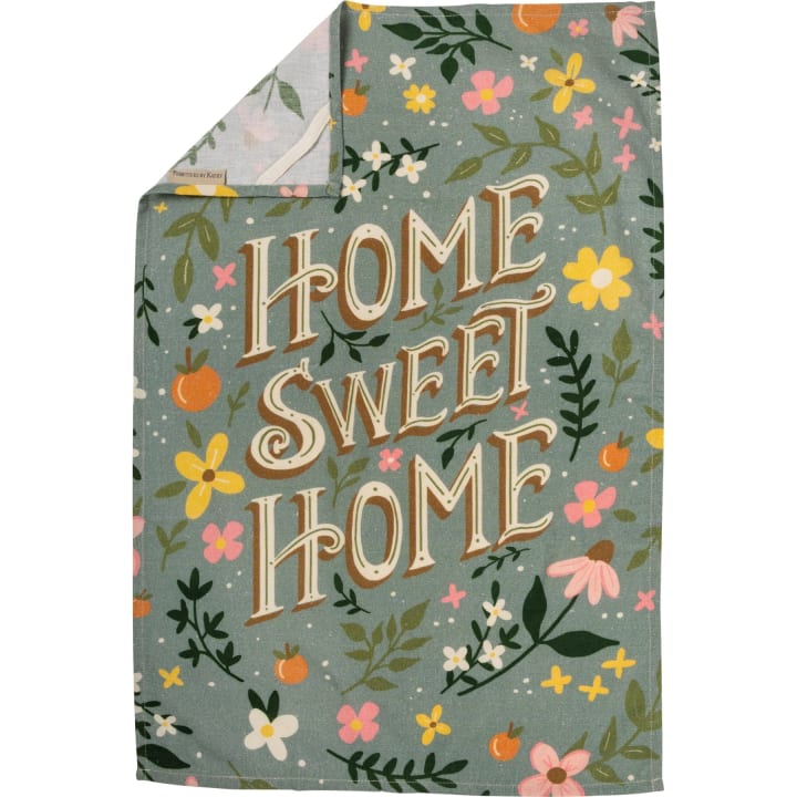 Home Sweet Home Floral Design Kitchen Towel | Novelty Tea Towel | Cute Kitchen Hand Towel | 18" x 28"