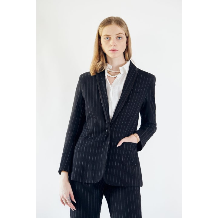 Black Pinstripes Blazer