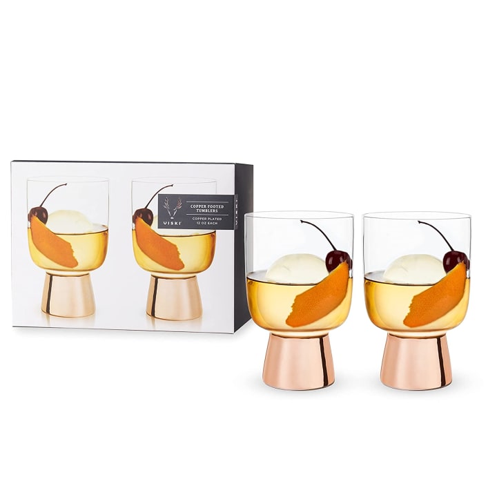 Set of 6 Raye Copper Footed Cocktail Tumblers in Gift Box