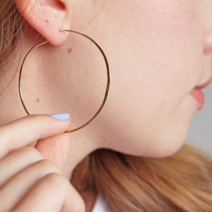 Large Thin Hoop Earrings in Gold Sterling Silver | Designed in the UK