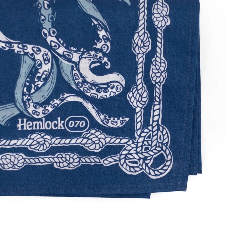 Nautilus Navy Blue Cotton Bandana | 22" x 22" Premium Cotton