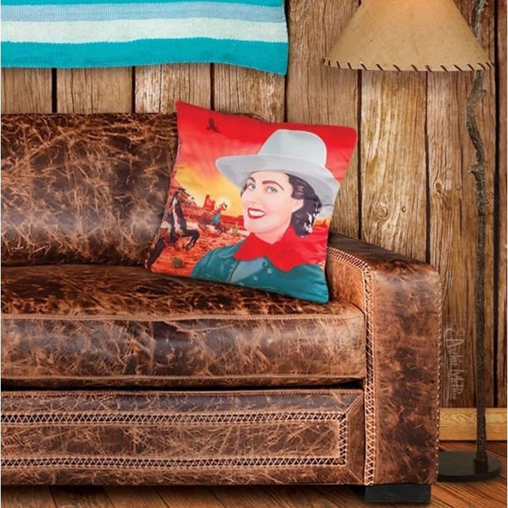 Cowgirl Funny Square Throw Pillow Cover | 18" x 18"