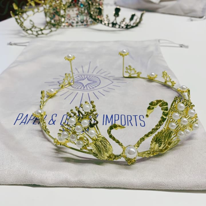 Swan Queen Tiara in Gold or Silver with Pearl Accents