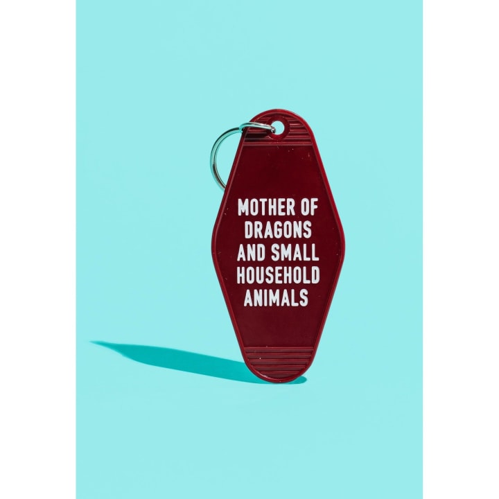 Mother of Dragons and Small Household Animals Motel Style Keychain in Dark Red