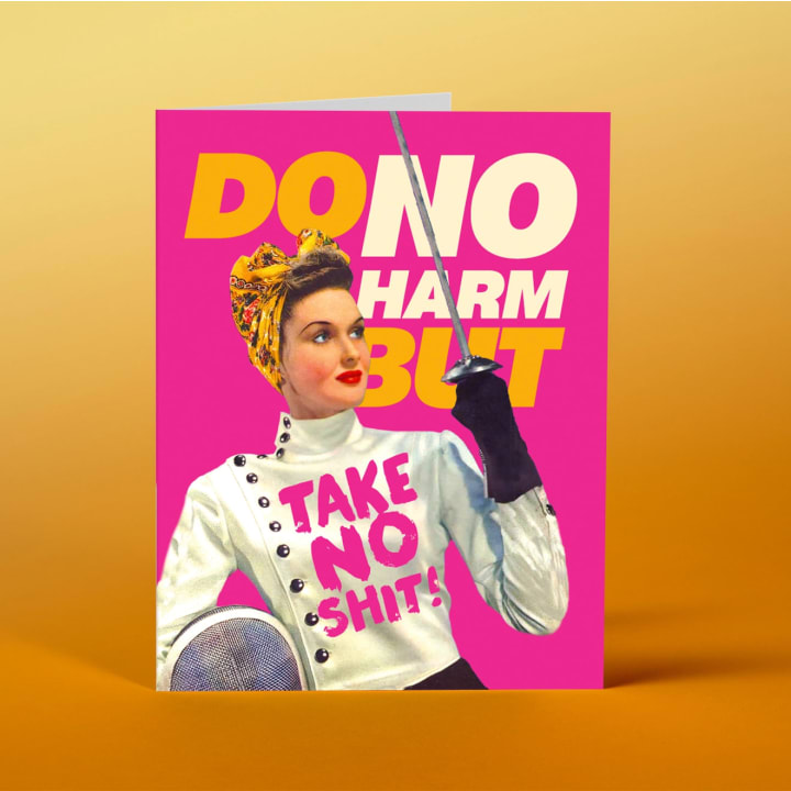 Do No Harm Greeting Card in Pink