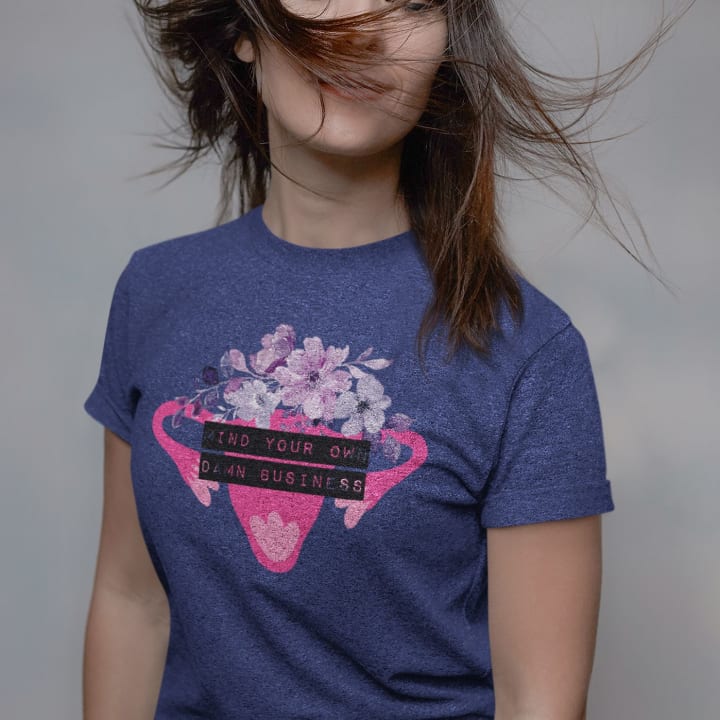 Mind Your Own Damn Business Flower Uterus Pro-Choice Jersey Short Sleeve Tee [Multiple Color Options]