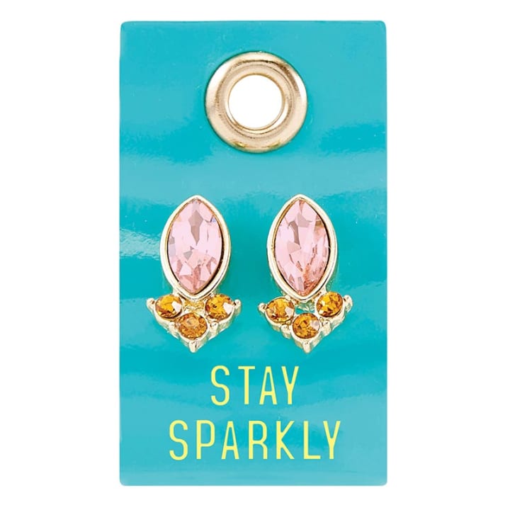 Stay Sparkly Gemstone Leather Tag Earrings