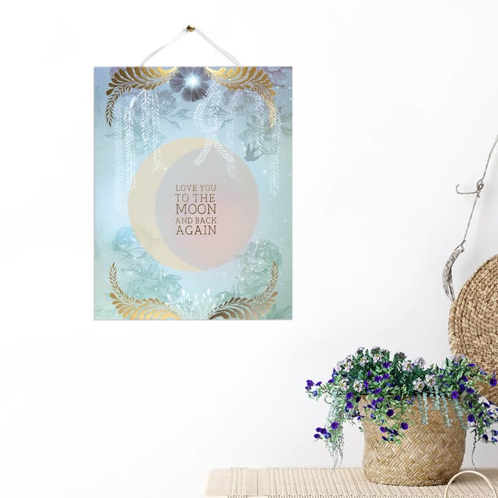 Moon And Back 11" x 14" Art Print | Pre-Hung with Silk Ribbon for Easy Hanging | Gift for Her