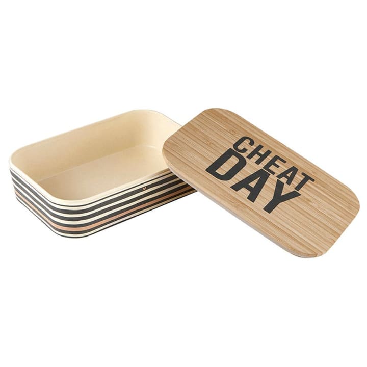 Cheat Day Bamboo Lunch Box | Bento Style Food Container | 7.5" x 5"