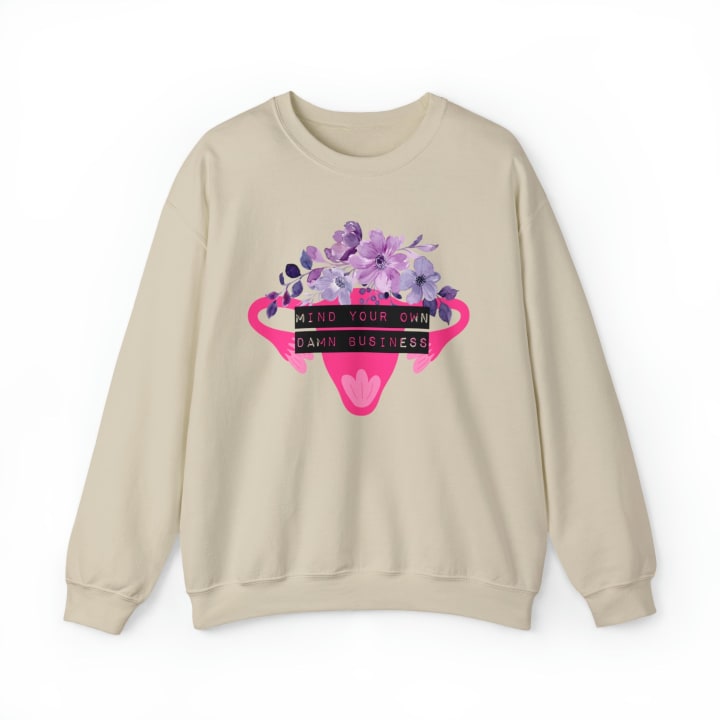 Mind Your Own Damn Business Flower Uterus Pro-Choice Unisex Heavy Blend™ Crewneck Sweatshirt