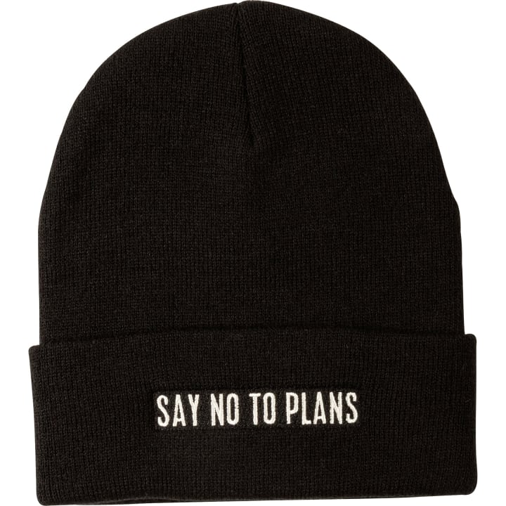 Say No To Plans Black Beanie | Embroidered Unisex Winter Hat