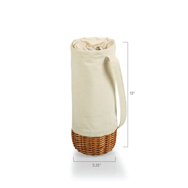 Malbec Insulated Canvas and Willow Wine Bottle Basket