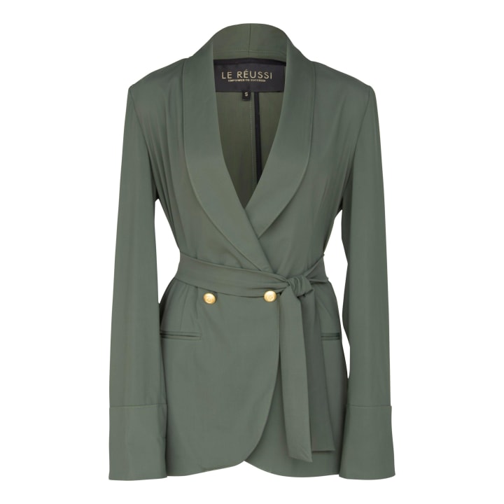 Women's Olive Blazer with Front Buttons