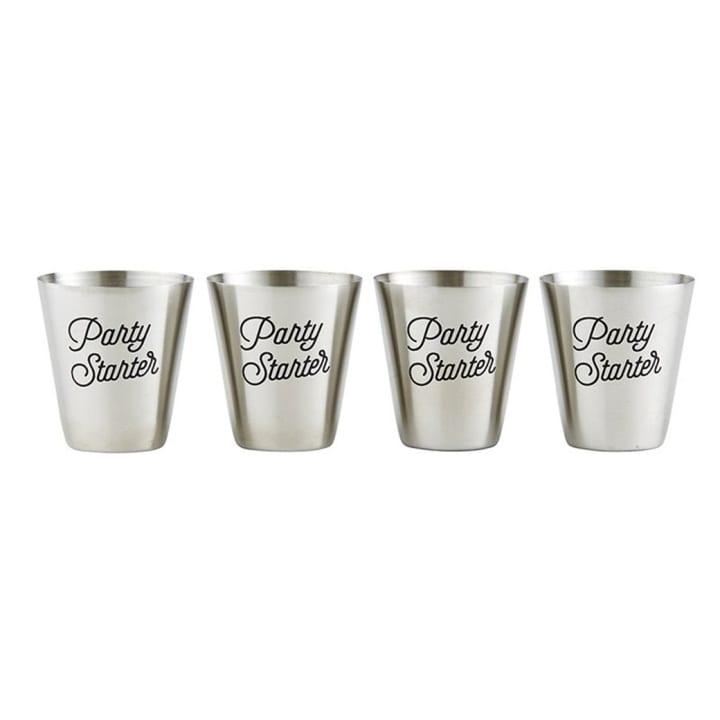 Party Starter Stainless Steel Shot Cups | Set of 4 in Gift Bag