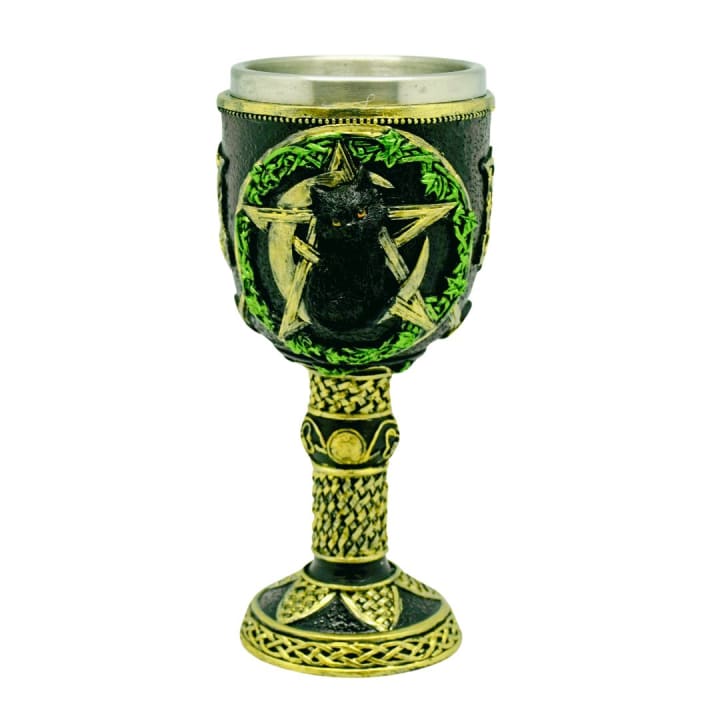 Cat On Pentagram Design Goblet | 7" x 3"