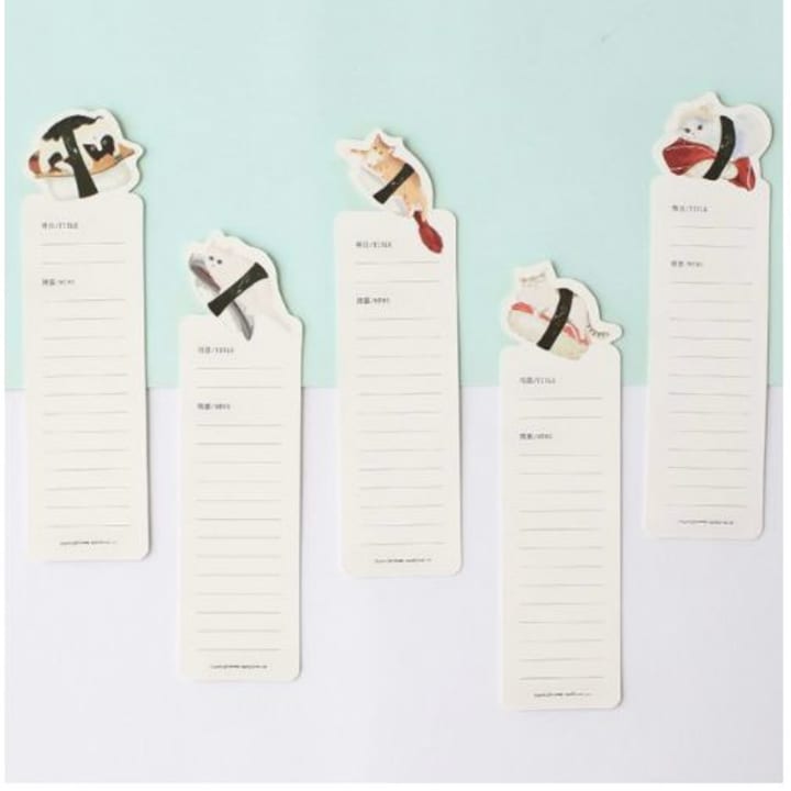 30-Pack Sushi Cat Paper Bookmarks