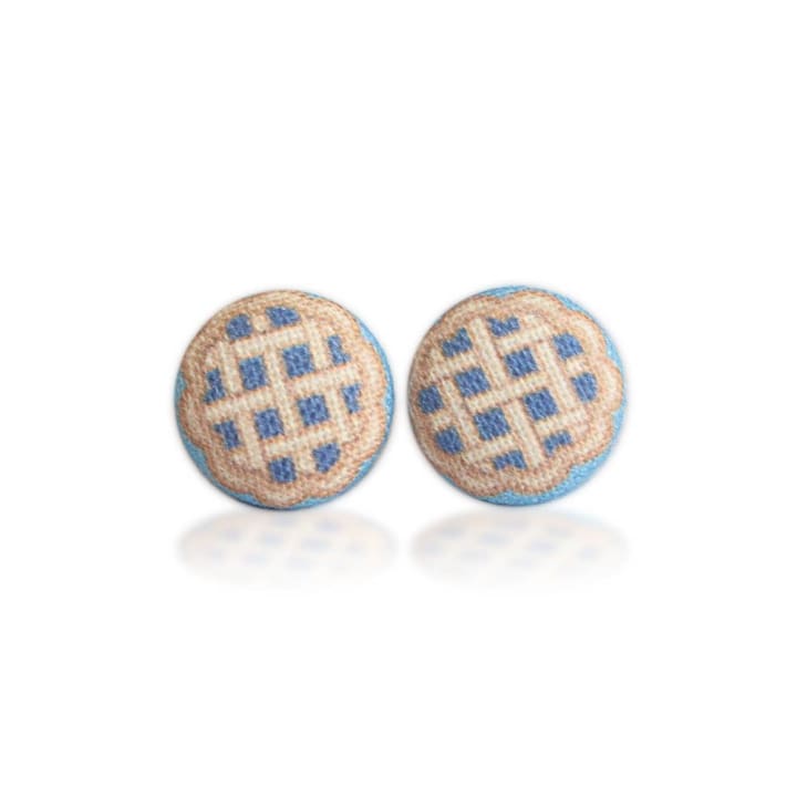 Blueberry Pie Fabric Button Earrings | Handmade in the US