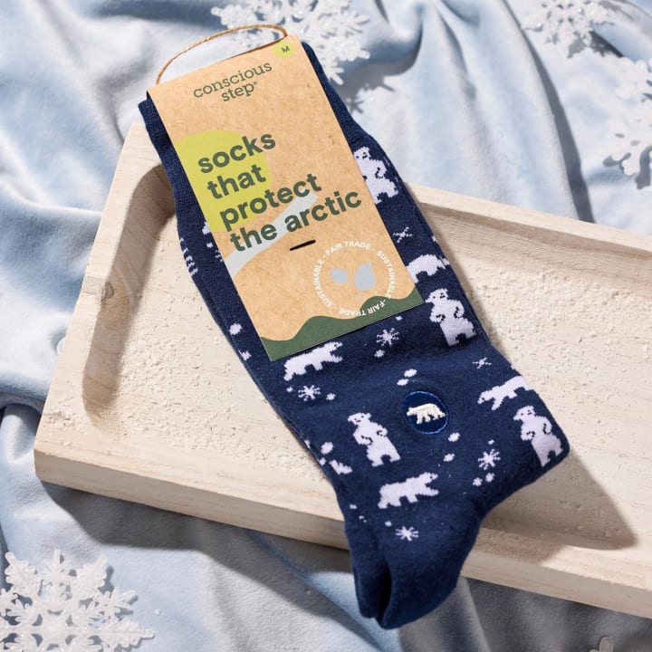 Men's Sock That Protect Polar Bears | Fair Trade | Fits Men's Sizes 8.5-13