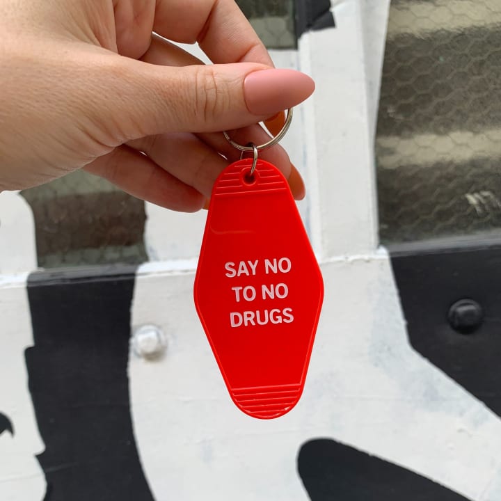 Say No To No Drugs Motel Style Keychain in Red